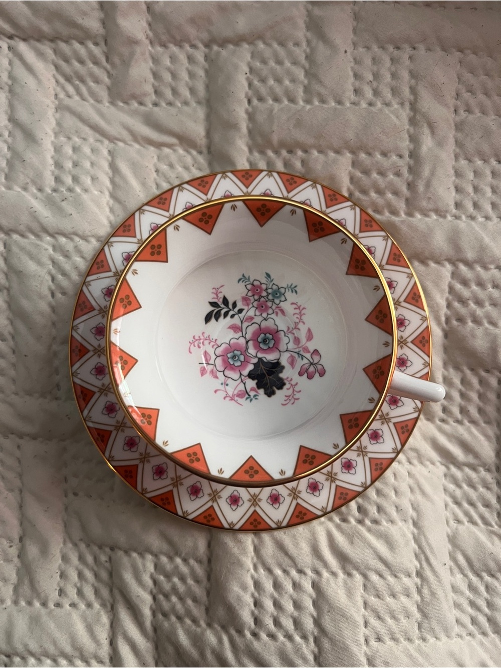 Wedgwood Peony Diamond teacup and saucer
